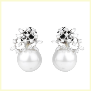 Toile Pearl Drop Earrings by Jet Gems Fine Jewellery