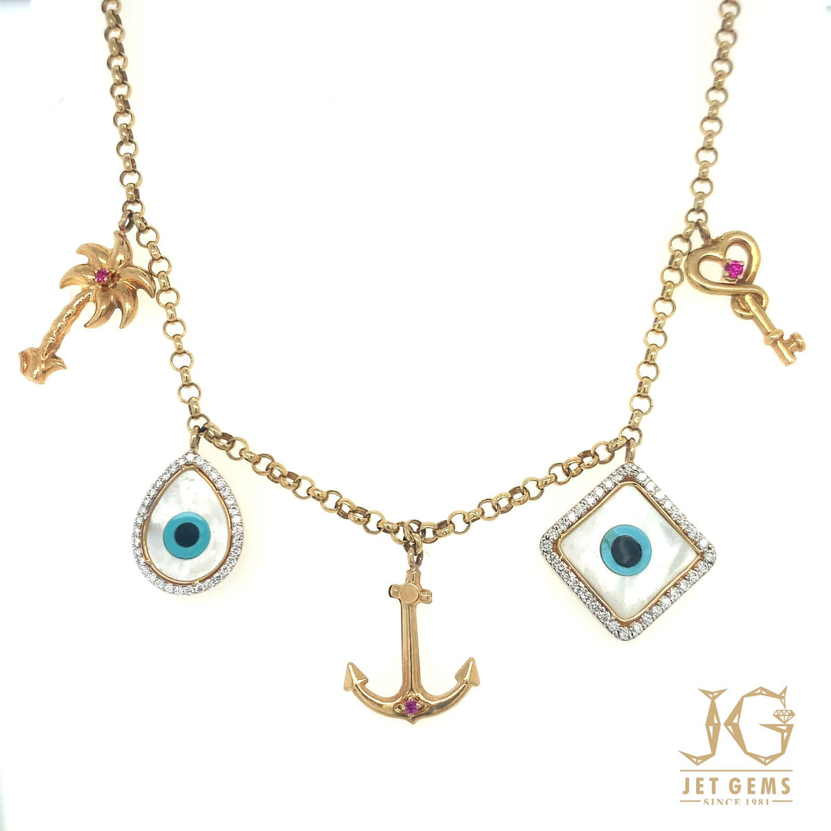 Charm Evil Eye Chain Necklace – Jet Gems Fine Jewellery